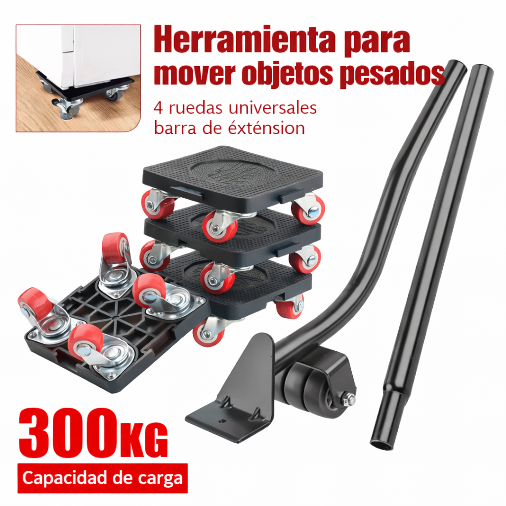 ELEVADOR RollEasy™ + CUÑAS NIVELADORAS DE MUEBLES + ELEVADORES GRATIS