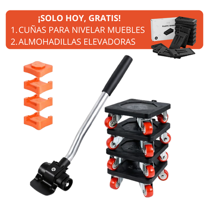 ELEVADOR RollEasy™ + CUÑAS NIVELADORAS DE MUEBLES + ELEVADORES GRATIS
